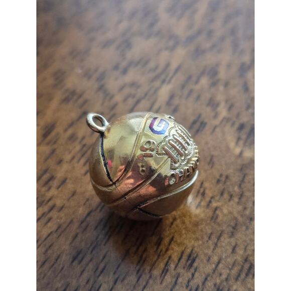 1948 Basketball Champions Award Red G Charm/Pendant 1/15 10K Yellow Gold Filled - Picture 4 of 7
